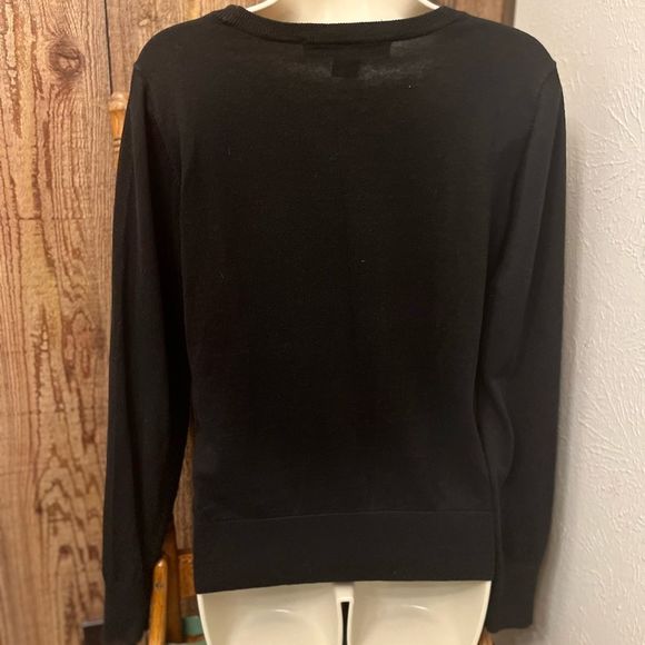 French Connection Sequin Fox Black Cotton Sweater - Picture 6 of 10